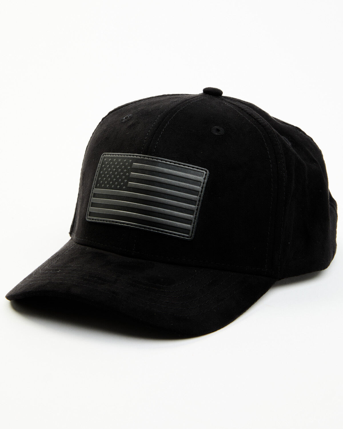 Image #1 - Cody James Men's American Flag Patch Suede Ball Cap, Black, hi-res
