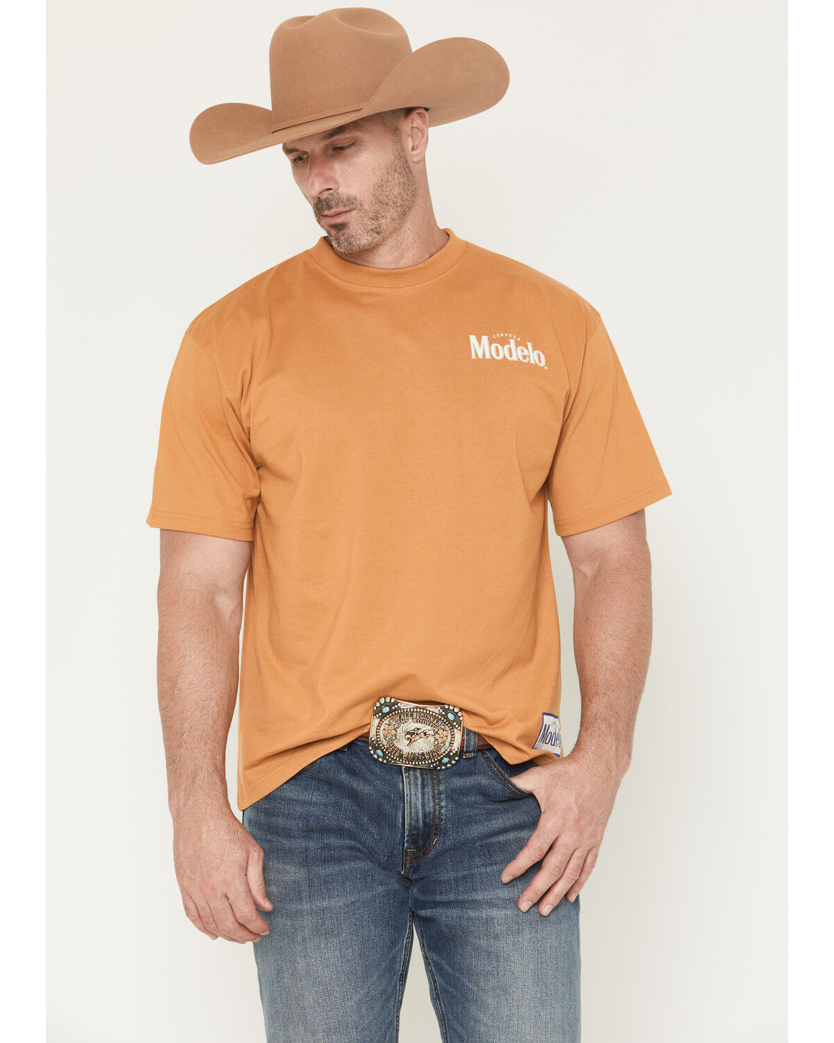 Image #2 - Modelo Men's Cowboy Desert Short Sleeve Graphic T-Shirt, Wheat, hi-res