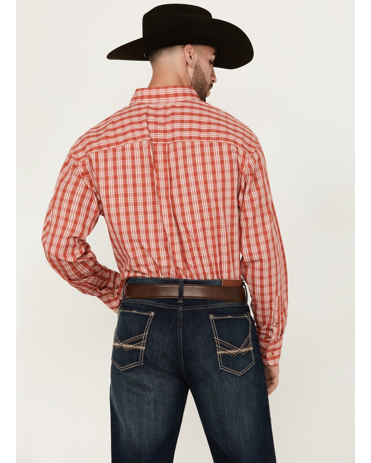 Image #4 - Wrangler Men's Classic Plaid Print Long Sleeve Button-Down Western Shirt, Red, hi-res