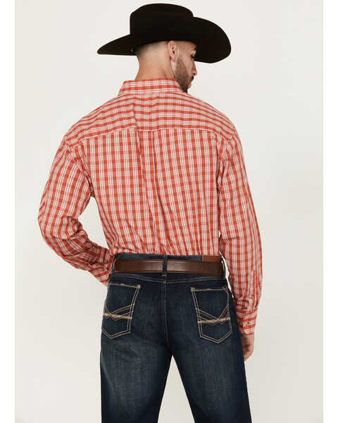 Image #4 - Wrangler Men's Classic Plaid Print Long Sleeve Button-Down Western Shirt , Red, hi-res