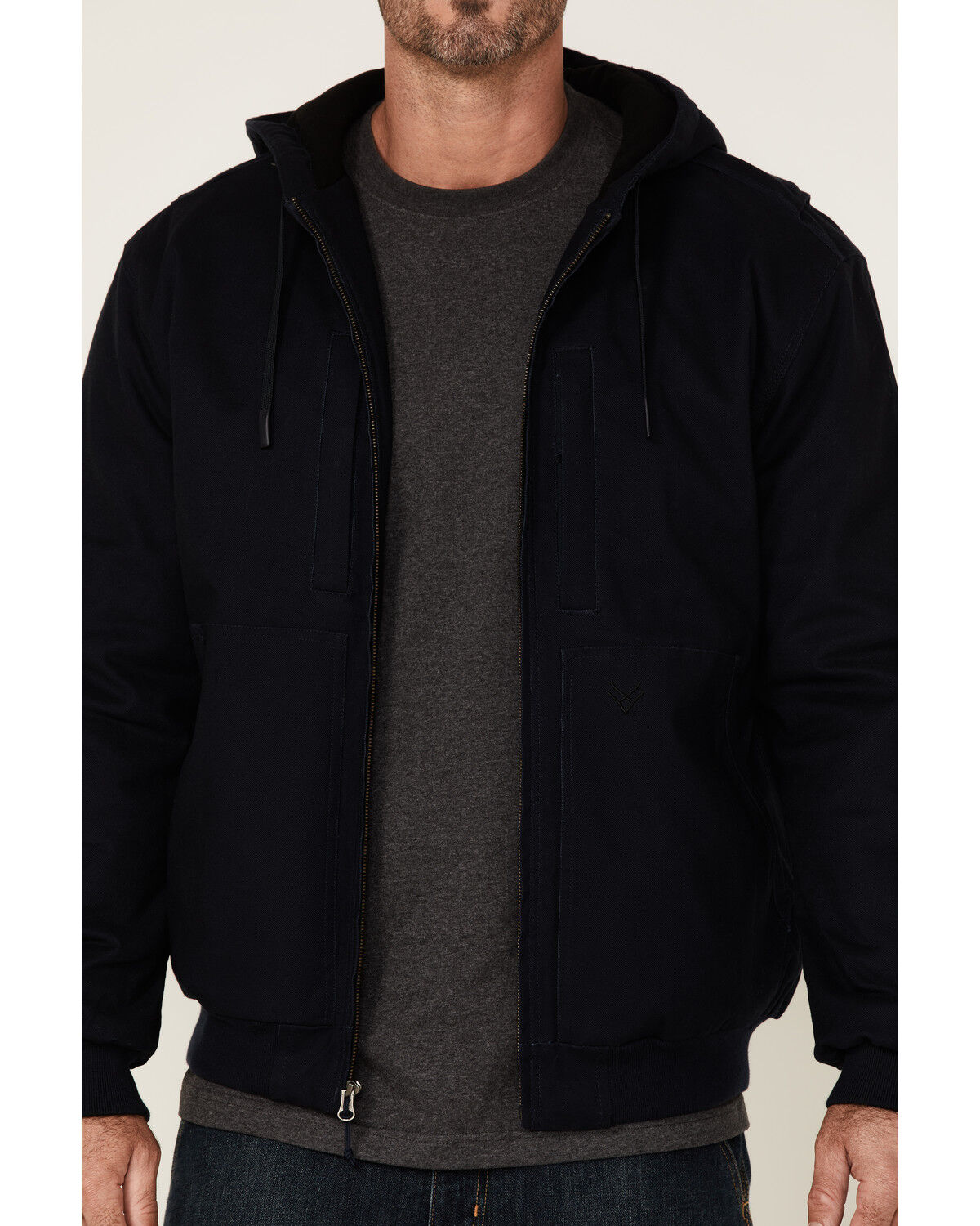 Image #3 - Hawx Men's Navy Pro Insulated Hooded Zip-Front Bomber Work Jacket, Navy, hi-res