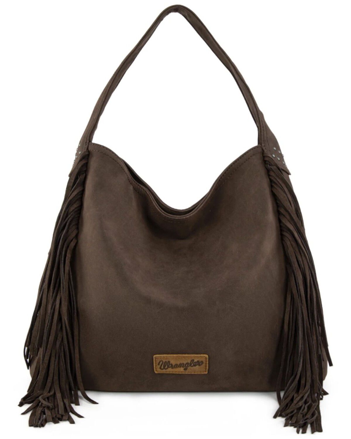 Image #1 - Wrangler Women's Shiloh Fringe Studded Hobo Bag, Coffee, hi-res