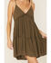 Wishlist Women's Tie Back Tiered Dress, Olive, hi-res