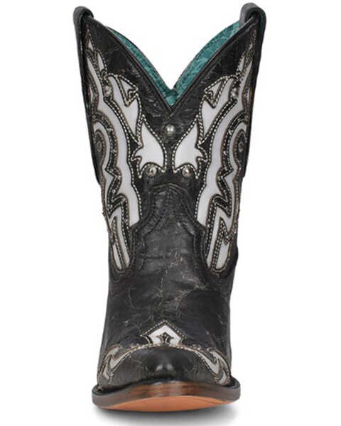 Image #4 - Corral Women's Inlay Studded Western Fashion Booties - Pointed Toe , Black/white, hi-res