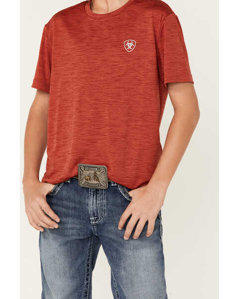 Image #2 - Ariat Boys' Charger Vertical Flag Graphic Short Sleeve T-Shirt , Red, hi-res