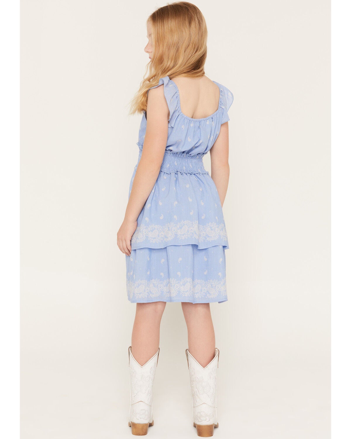 Image #4 - Ash & Violet Girls' Paisley Print Sleeveless Dress, Blue, hi-res