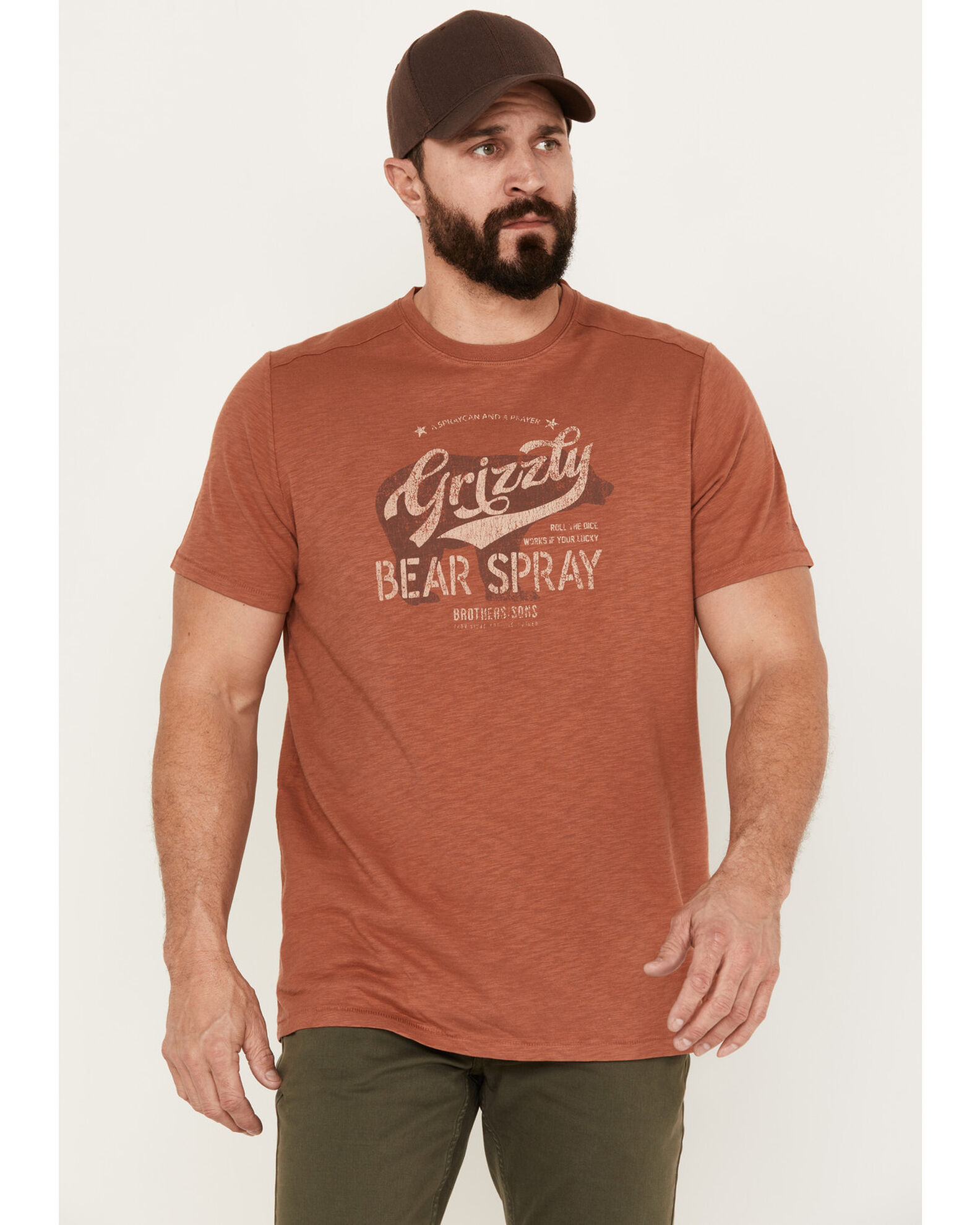Image #1 - Brothers and Sons Men's Bear Spray Short Sleeve Graphic T-Shirt, Rust Copper, hi-res