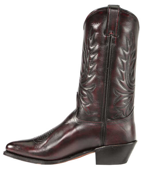 Abilene Black Cherry Polished Cowhide Boots - Medium Toe, Black Cherry, hi-res