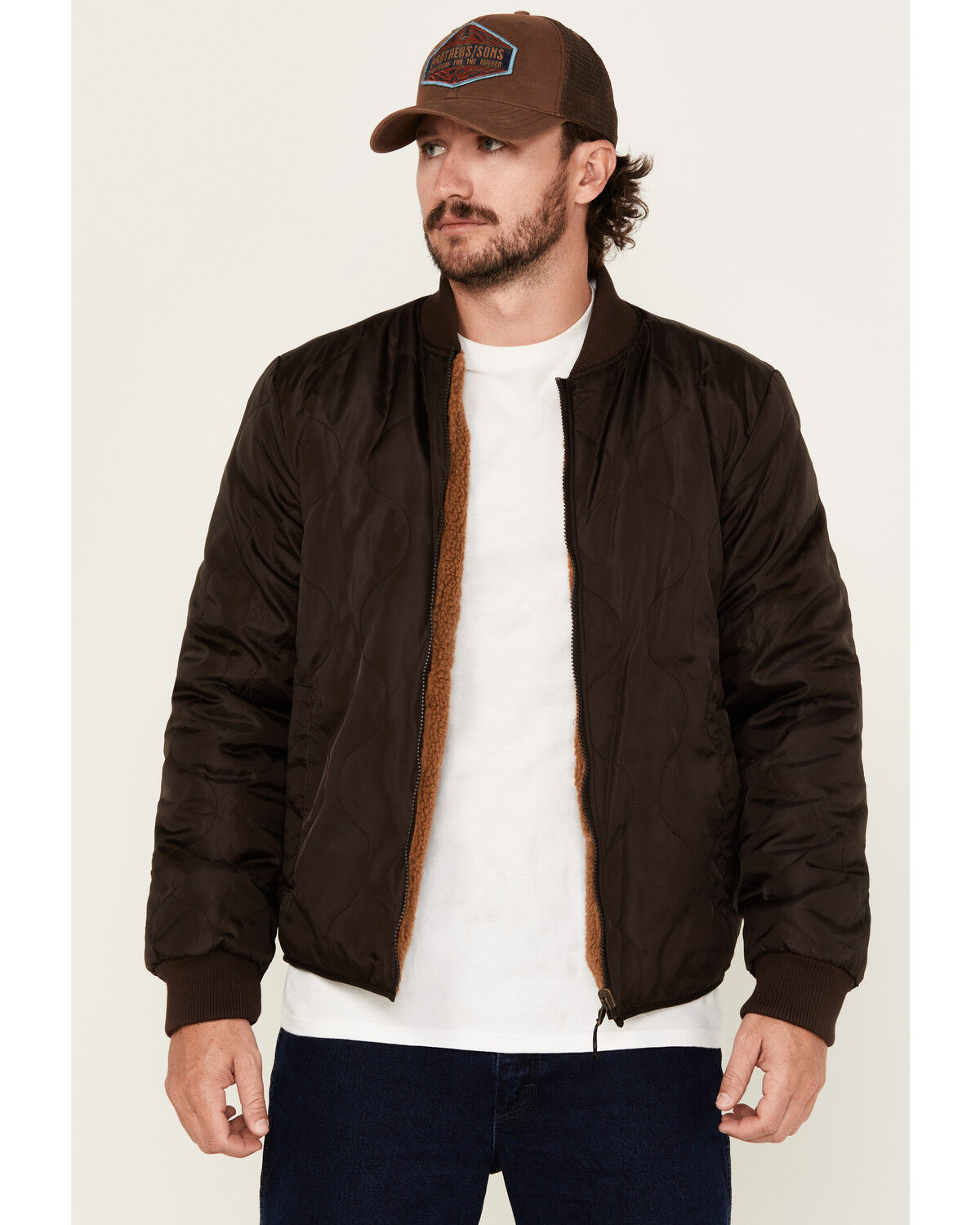 Image #3 - Brothers and Sons Men's Hashem 3 in 1 Sherpa Lined Jacket, Brown, hi-res