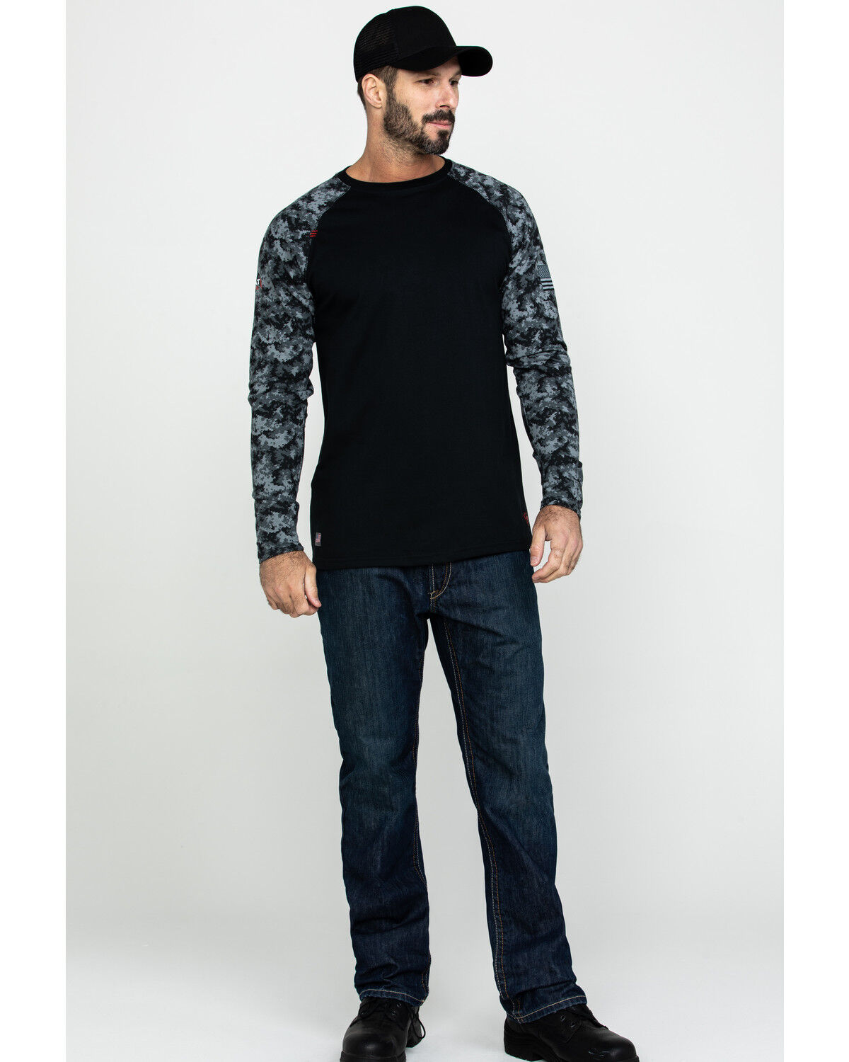 Image #6 - Ariat Men's Camo FR Baseball Long Sleeve Work Shirt, Camouflage, hi-res