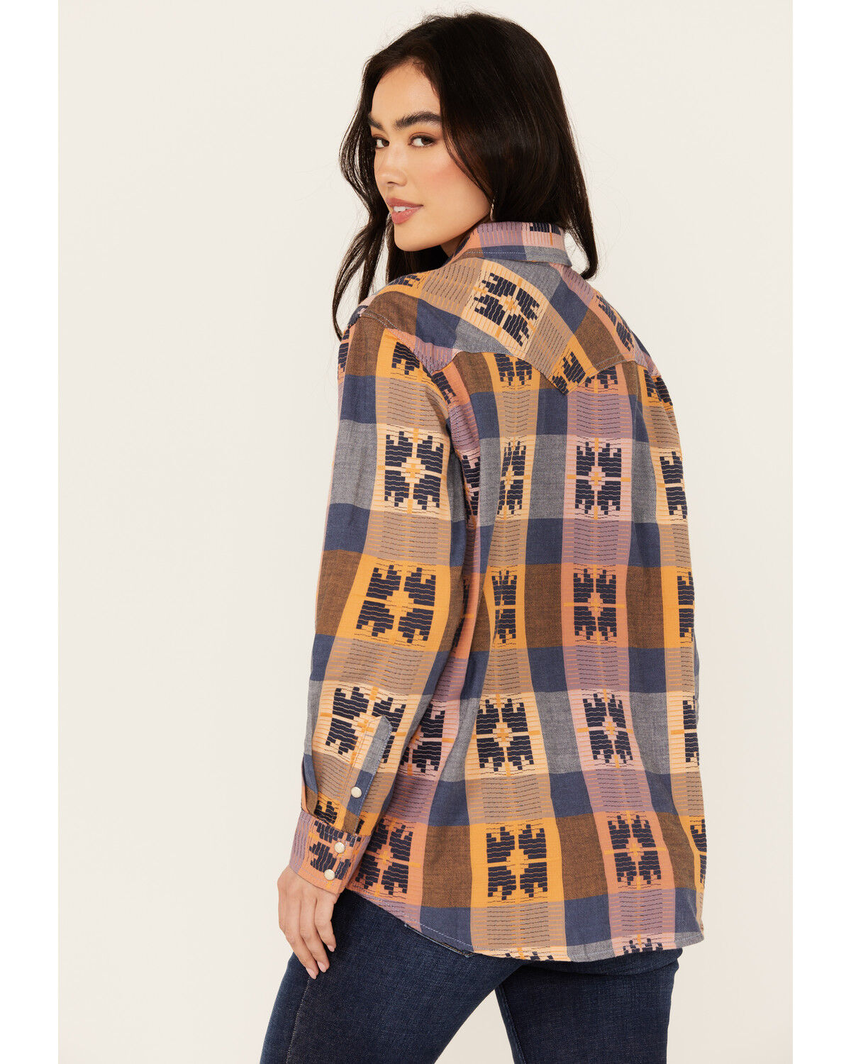Image #4 - Wrangler Retro Women's Western Vintage Plaid Print Boyfriend Long Sleeve Snap Western Shirt, Multi, hi-res