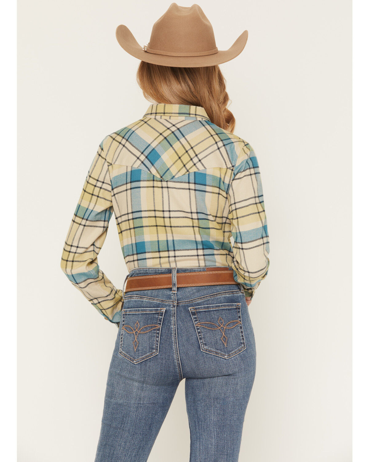 Image #4 - Shyanne Women's Plaid Print Long Sleeve Button-Down Flannel Shirt, Cream, hi-res