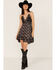 Free People Women's Adella Floral Print Sleeveless Slip Dress, Black, hi-res