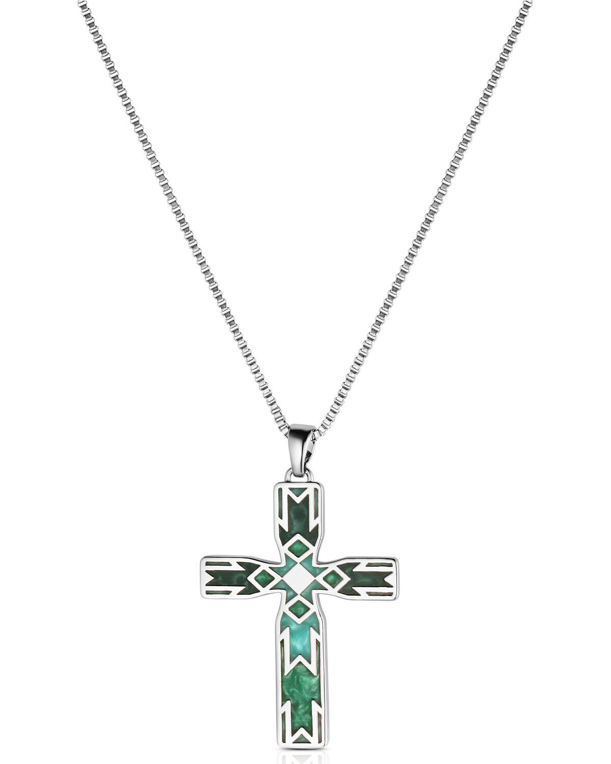 Image #1 - Montana Silversmiths X Ian Munsick Painted Channel Cross Necklace, Multi, hi-res