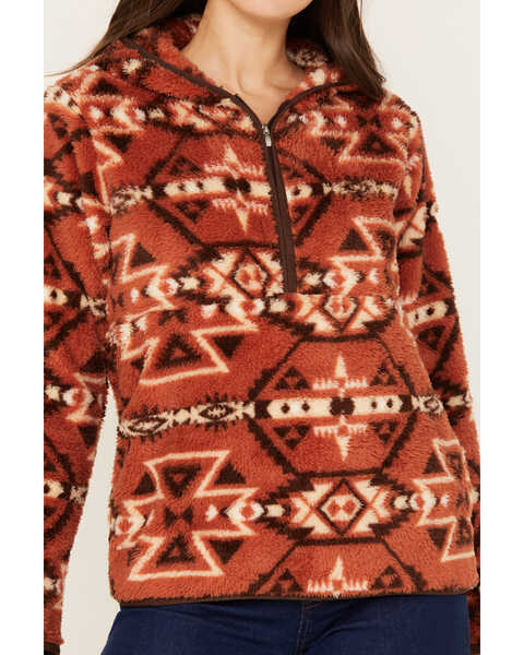 Image #3 - Ariat Women's Southwestern Print Berber Hooded Pullover, Rust Copper, hi-res