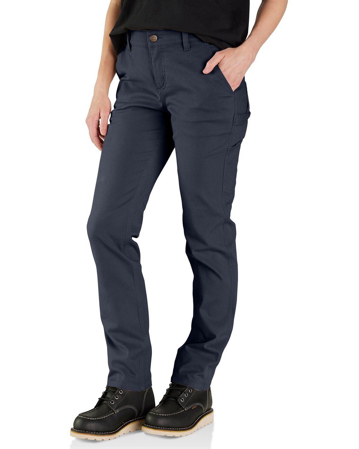 Image #3 - Carhartt Women's Rugged Flex® Relaxed Fit Canvas Work Pants, Navy, hi-res
