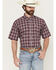 Image #1 - Cinch Men's Plaid Print Short Sleeve Button-Down Western Shirt, Purple, hi-res