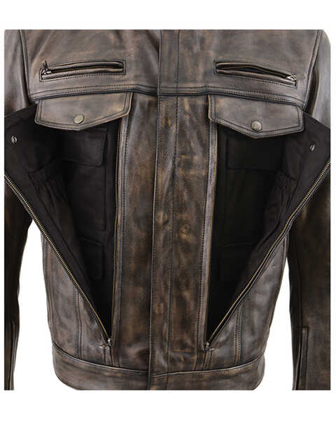 Image #3 - Milwaukee Leather Men's Distressed Concealed Carry Leather Motorcycle Jacket , Black, hi-res