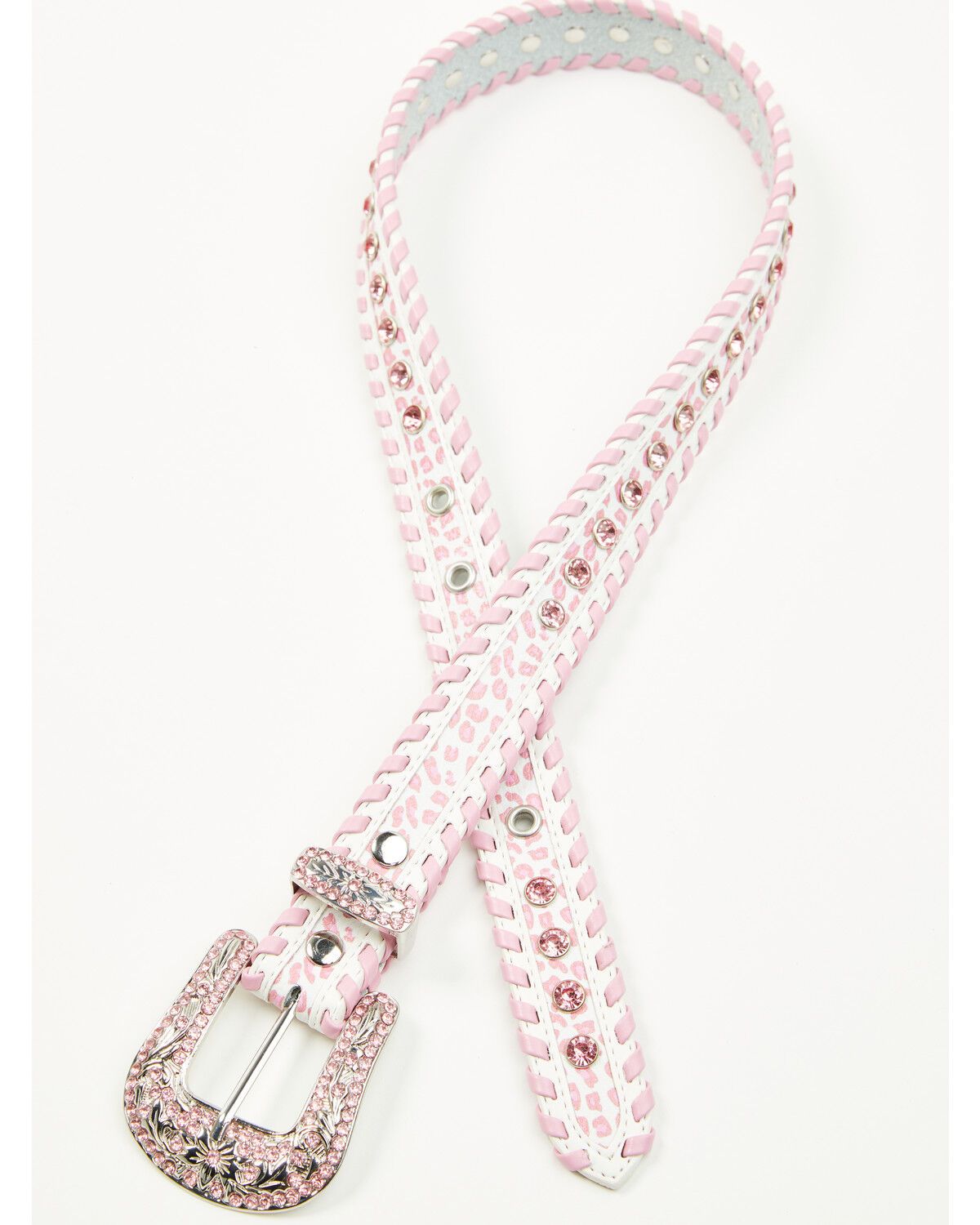 Image #2 - Shyanne Girls' Leopard Print Embellished Bling Belt, Pink, hi-res