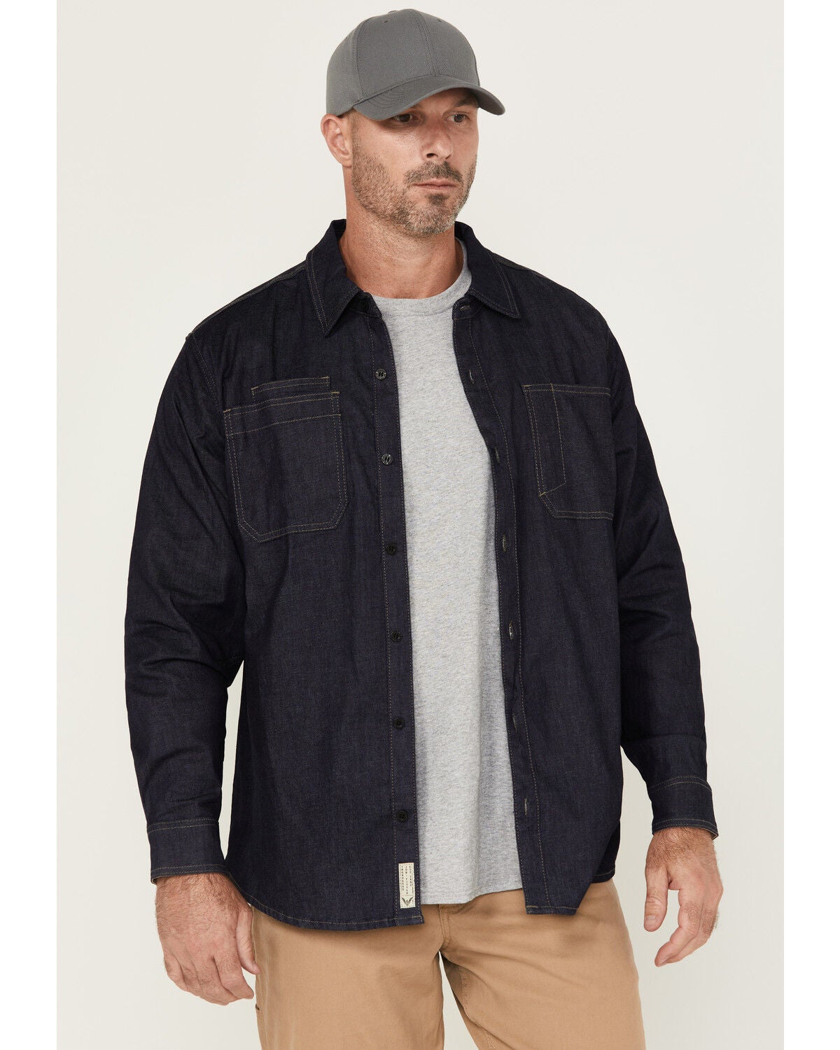 Thorogood Men's Vintage Stretch Denim Long Sleeve Button-Down Stretch Work Shirt, Indigo, hi-res