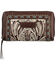 Image #1 - Ariat Women's Rori Buck Lace Tooled Floral Wallet, Brown, hi-res
