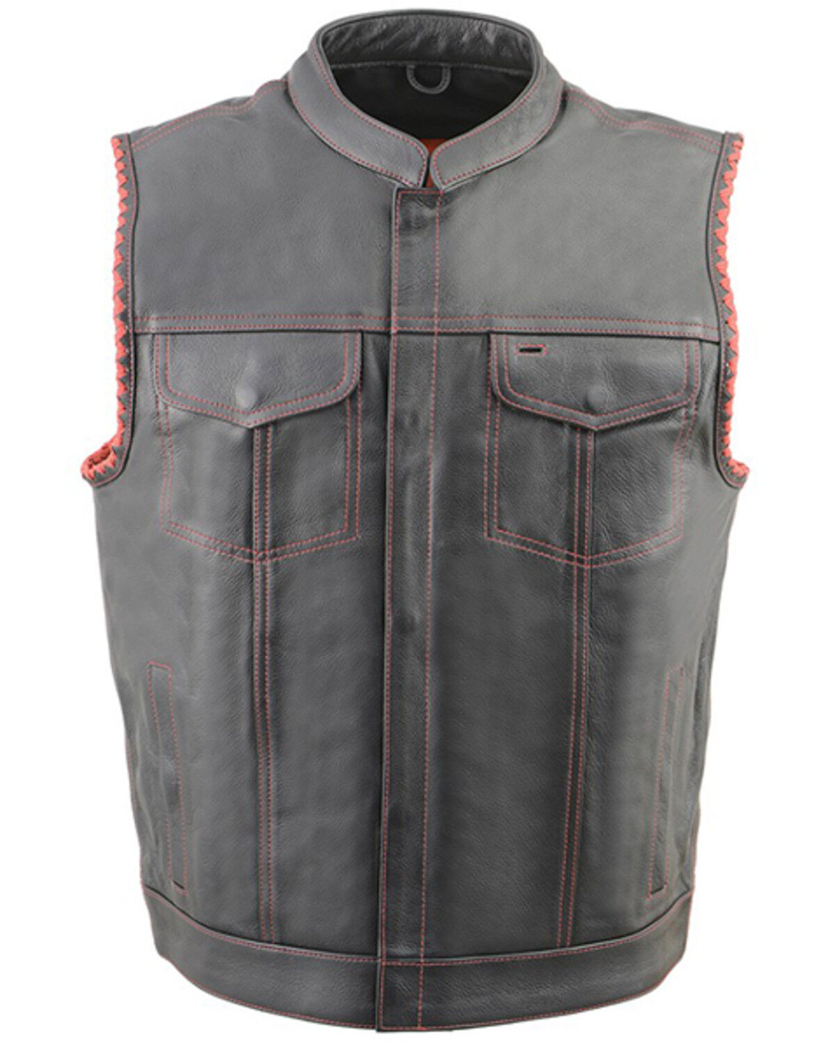 Image #1 - Milwaukee Leather Men's Old Glory Laced Arm Hole Concealed Carry Leather Vest - 3X, Black, hi-res