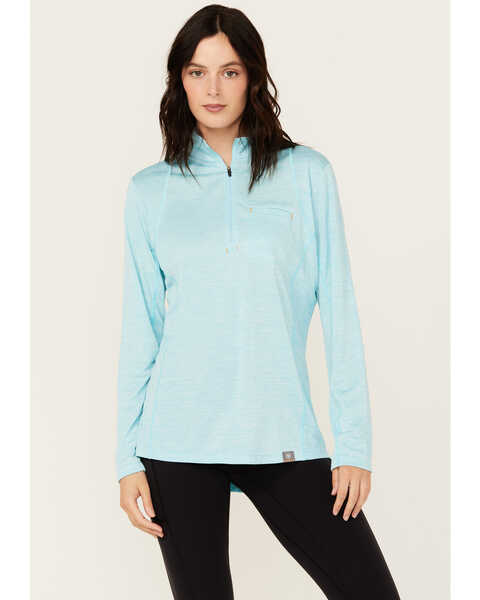 Image #1 - Ariat Women's Rebar Evolve 1/2 Zip Long Sleeve Work Shirt , Turquoise, hi-res