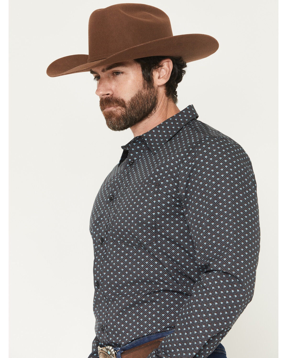 Image #2 - Gibson Trading Co Men's Moonflower Floral Geo Print Long Sleeve Button-Down Western Shirt - Tall, Black, hi-res