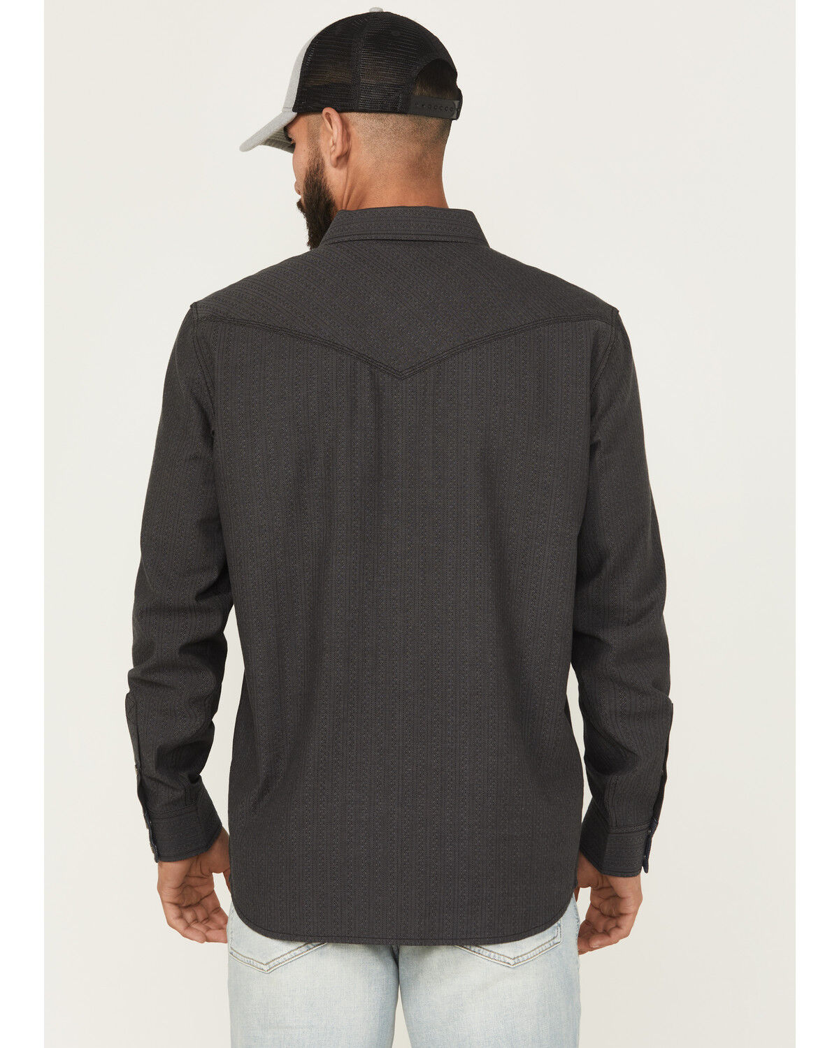 Image #4 - Moonshine Spirit Men's Cask Aged Striped Long Sleeve Snap Western Shirt, Grey, hi-res