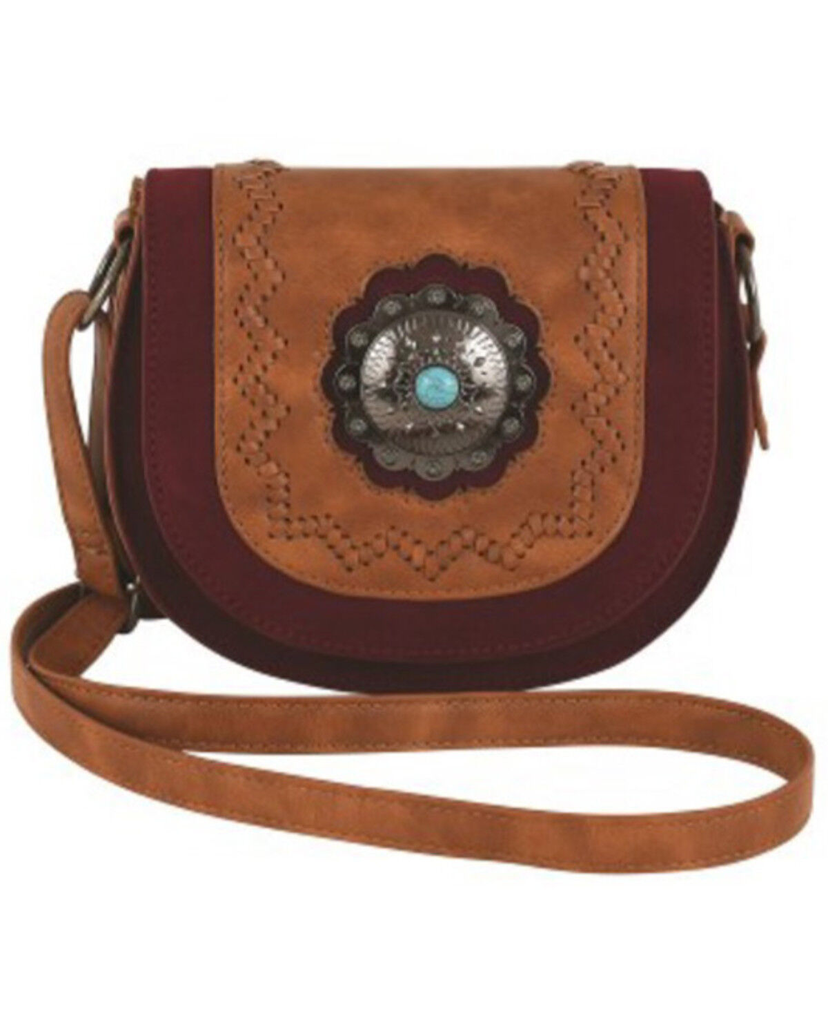 Image #1 - Tony Lama Women's Suede Crossbody Bag, Tan, hi-res
