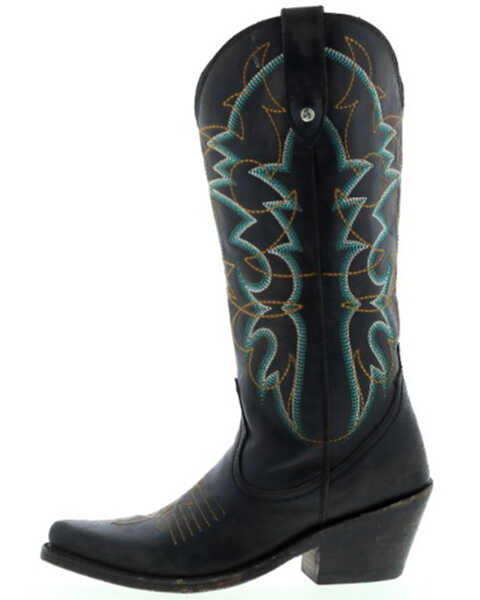 Image #3 - Botas Caborca for Liberty Black Women's Amelia Star Stitched Western Boots - Snip Toe , Black, hi-res