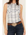 Image #3 - Wrangler Retro Women's Boot Barn Exclusive Plaid Print Sleeveless Snap Western Shirt, Blue, hi-res