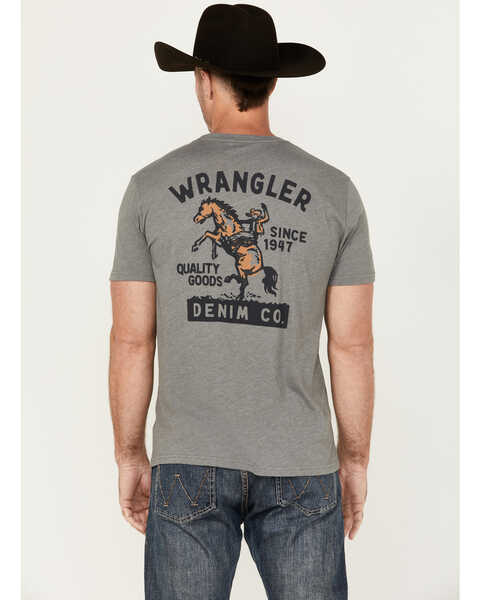 Wrangler Men's Cowboy Logo Short Sleeve Graphic T-Shirt, Grey, hi-res