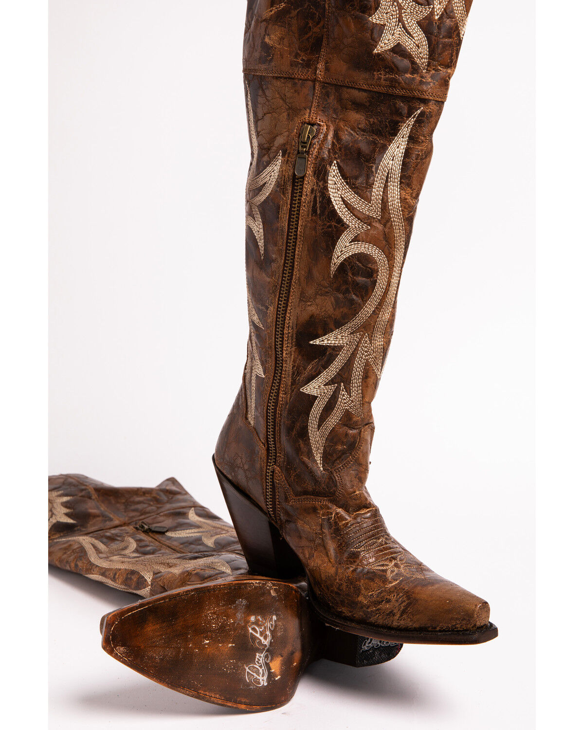 Image #5 - Dan Post Women's Jilted Knee Boots - Snip Toe, Chestnut, hi-res