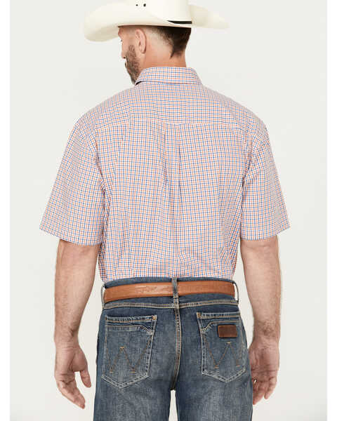 Image #4 - George Strait by Wrangler Men's Plaid Print Short Sleeve Button-Down Western Shirt, Blue, hi-res