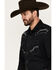 Rock 47 by Wrangler Men's Long Sleeve Embroidered Yoke Solid Snap Western Shirt - Big & Tall, Black, hi-res