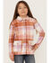 Shyanne Girls' Plaid Print Shacket, Lavender, hi-res