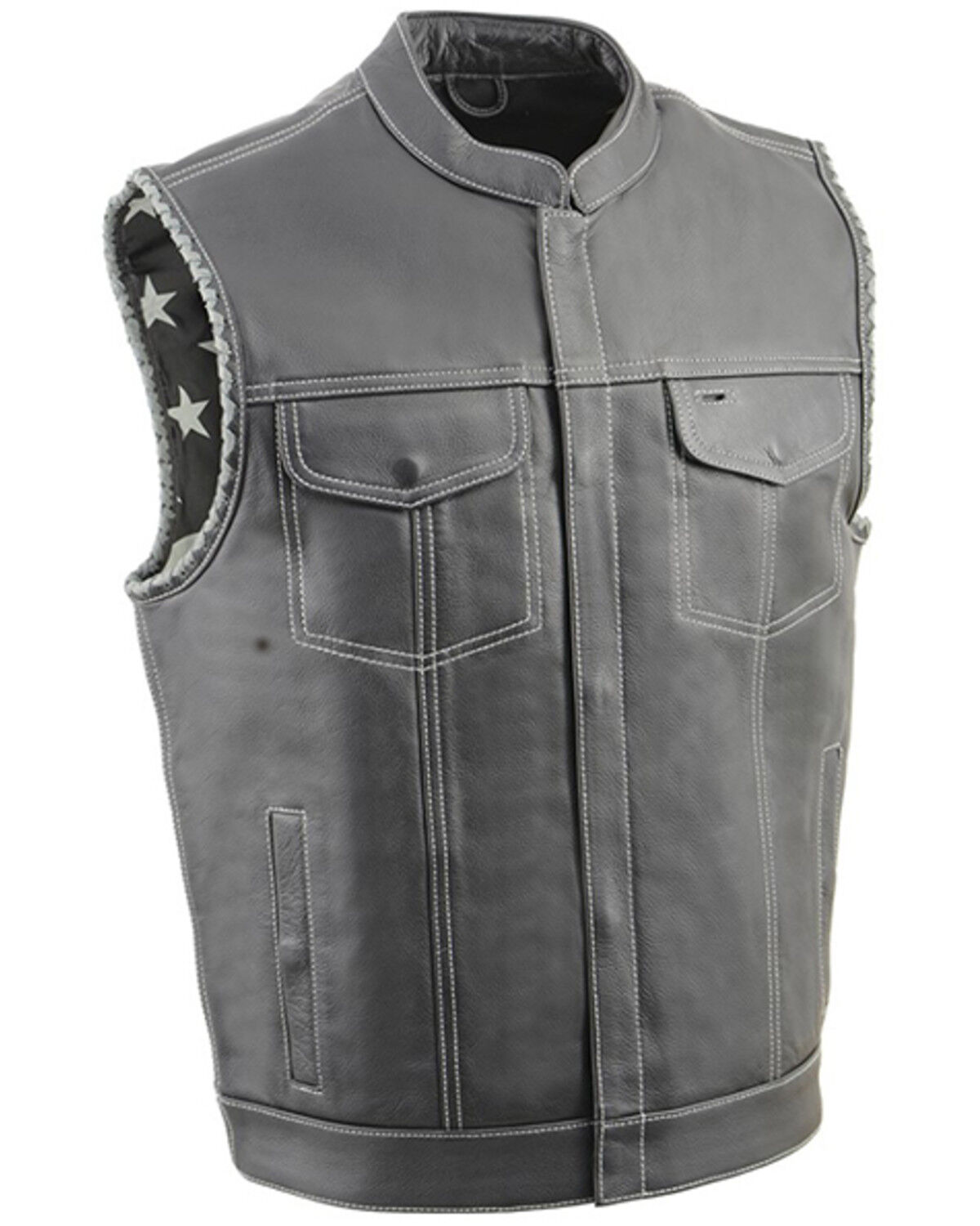 Image #1 - Milwaukee Leather Men's Old Glory Laced Arm Hole Concealed Carry Leather Vest - 5X, Black, hi-res