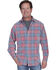 Image #1 - Scully Men's Yard Dye Corduroy Plaid Print Long Sleeve Button Down Western Shirt, Red, hi-res