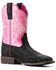 Image #1 - Ariat Girls' Outrider Floral Embossed Western Boots - Broad Square Toe, Black, hi-res