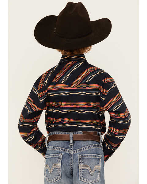 Image #4 - Rock & Roll Denim Boys' Southwestern Print Long Sleeve Snap Western Shirt, Peach, hi-res