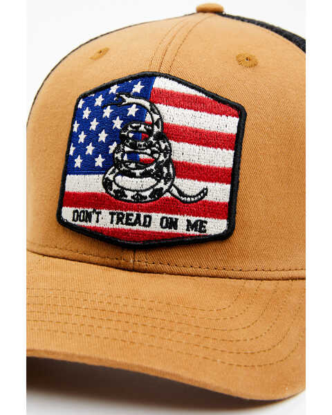 Cody James Men's Don't Tread On Me American Flag Patch Mesh-Back Ball Cap , Brown, hi-res