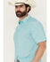 Image #2 - Ariat Men's Geo Print Short Sleeve Button-Down Performance Polo, Aqua, hi-res