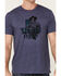 Wrangler Men's Heather Denim George Strait Texas Graphic Short Sleeve T-Shirt , Purple, hi-res