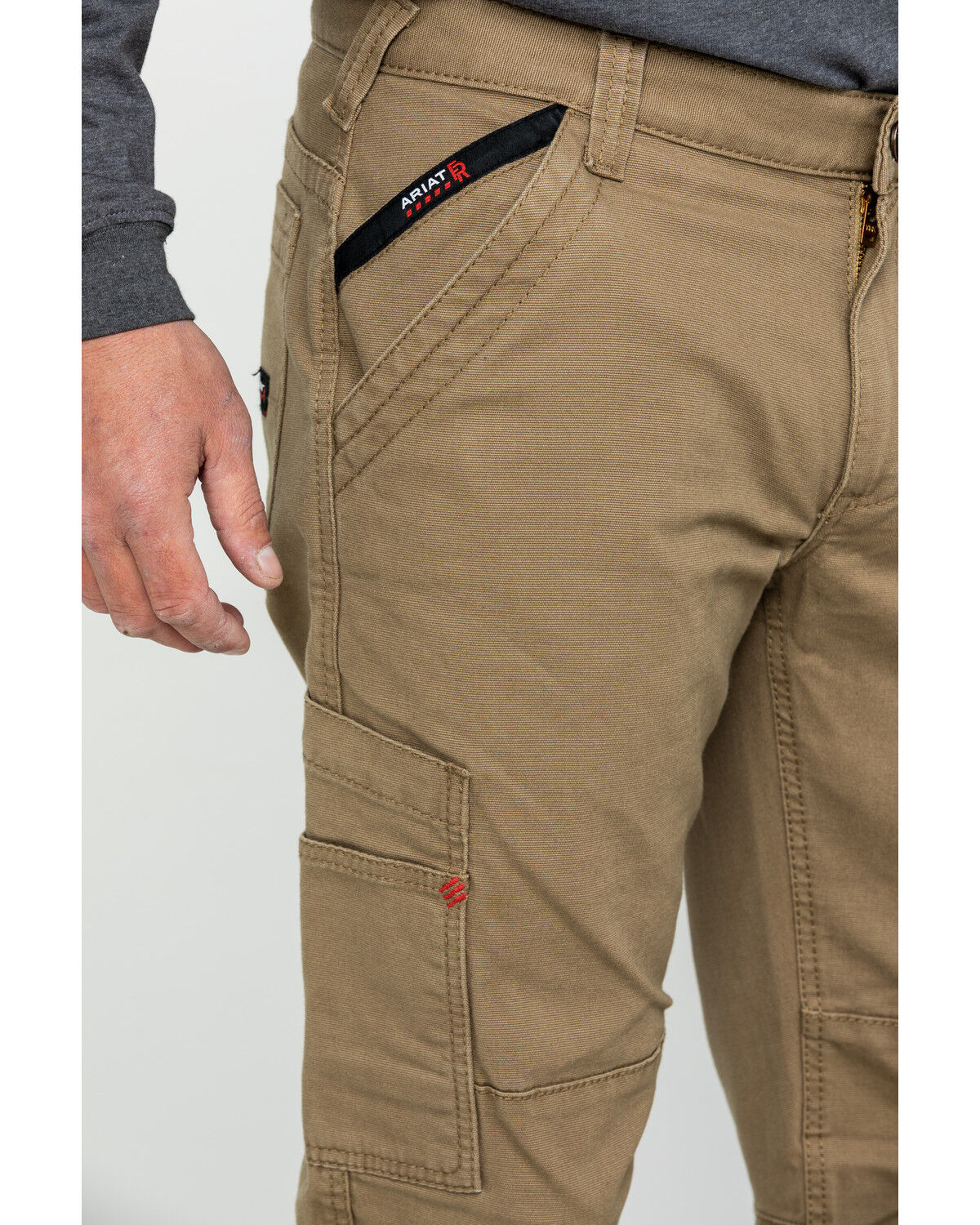 Image #5 - Ariat Men's FR M5 Duralight Stretch Canvas Straight Work Pants, Beige/khaki, hi-res