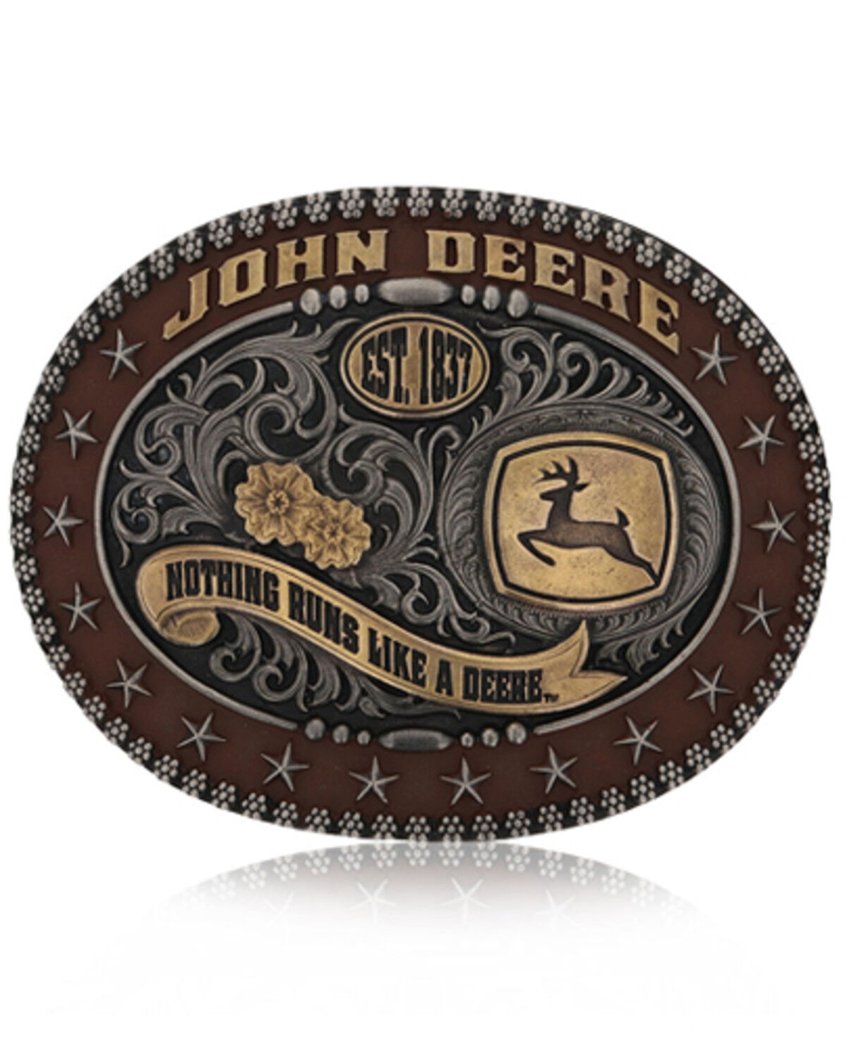 Image #1 - Montana Silversmiths Men's John Deere Trophy Belt Buckle, Silver, hi-res