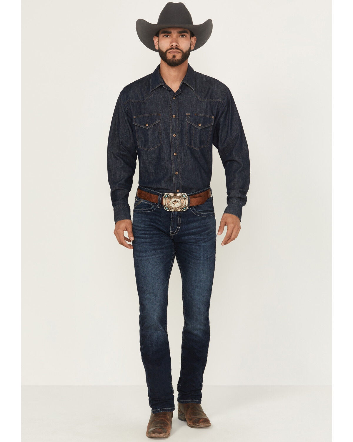 Ariat Men's M8 Dark Wash Modern Slim Straight Stretch Denim Jeans, Dark Wash, hi-res