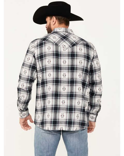 Image #4 - Moonshine Spirit Men's Smoke Signal Southwestern Plaid Print Long Sleeve Snap Western Shirt, Tan, hi-res