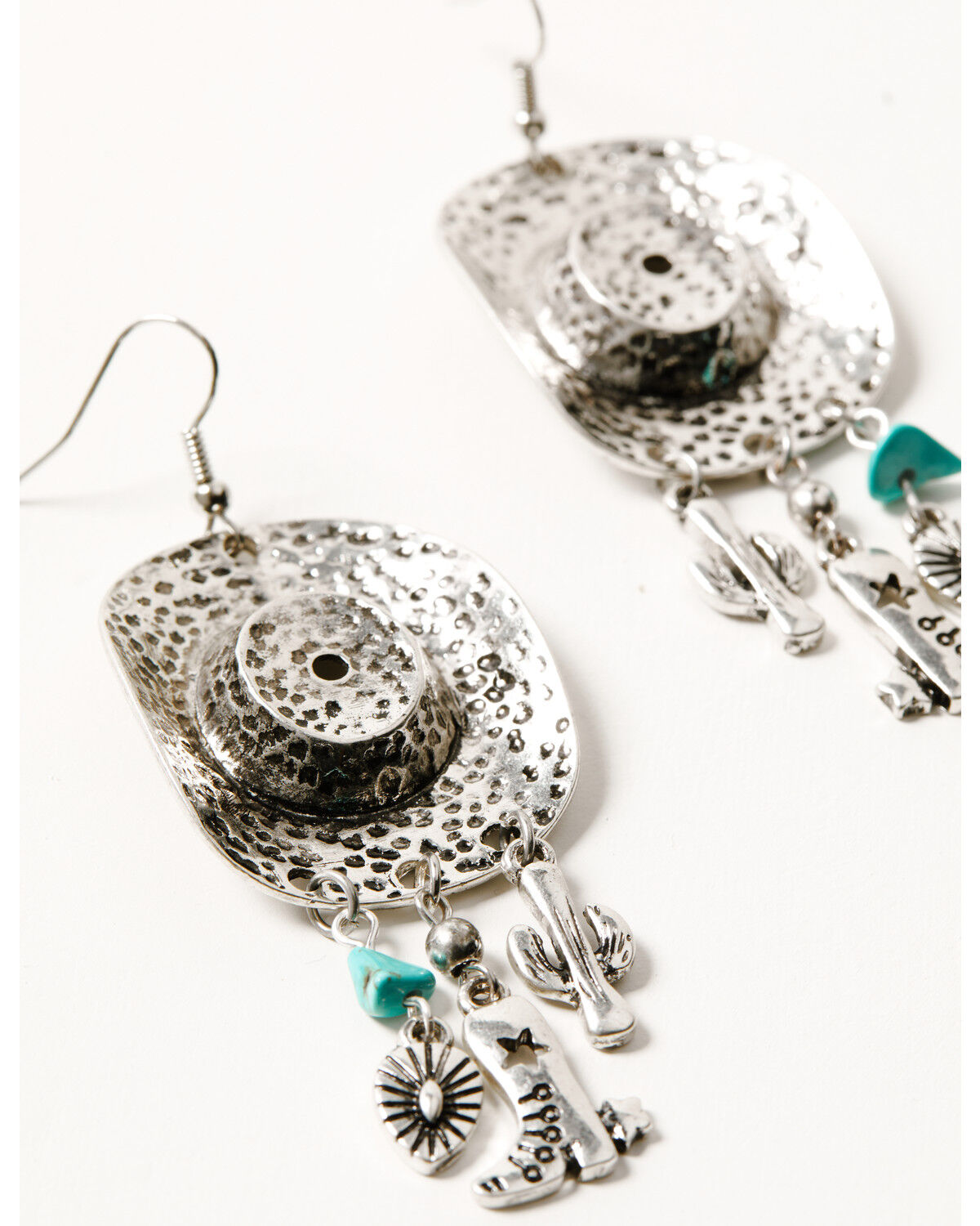 Image #2 - Shyanne Women's Statement Cowgirl Hat Charm Earrings, Silver, hi-res