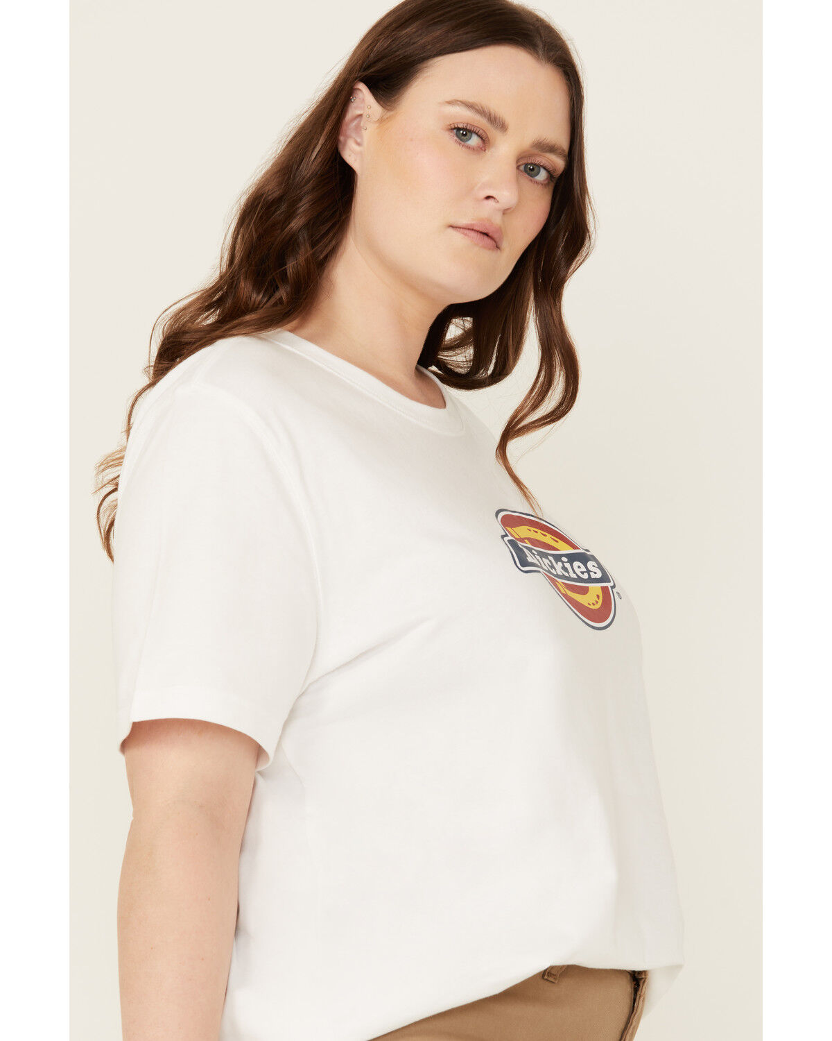 Image #2 - Dickies Women's Logo Short Sleeve Graphic Tee - Plus, White, hi-res